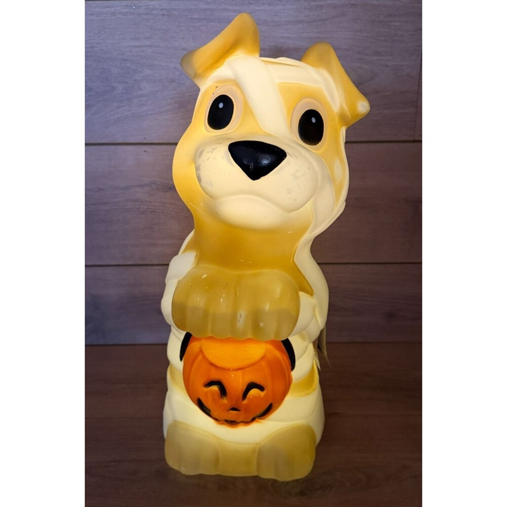 Halloween Blow Mold Trick-or-Treat Puppy Mummy Lights Up 17” Dog - Works!